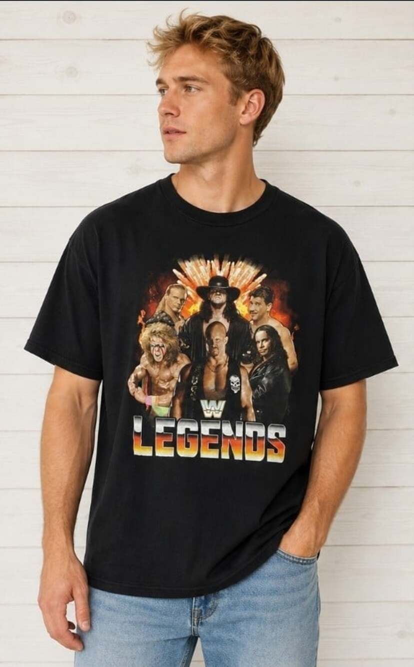 WWE Legends T Shirt Stone Cold Undertaker Warrior Large Nice Excellent L300